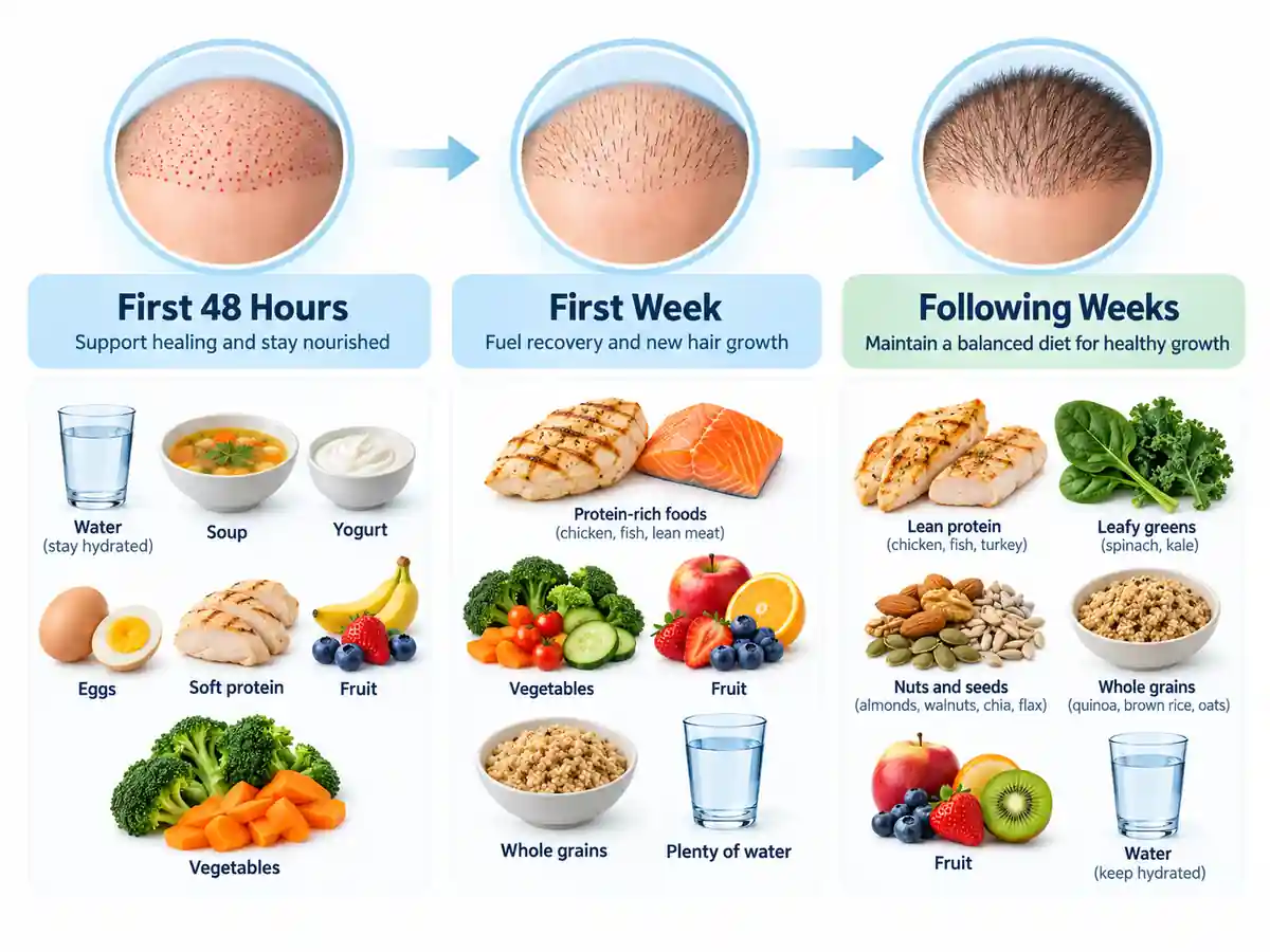 How Should Nutrition Be After Hair Transplantation? Nutrition timeline during recovery after a hair transplant